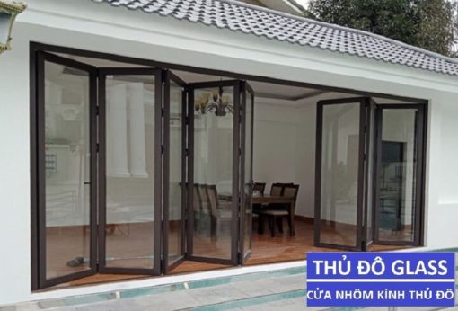 Cửa đi mở xếp gấp 8 cánh nhôm xingfa