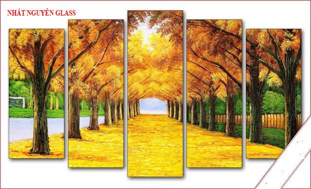 Bức tranh cảnh sắc mùa thu lá vàng đẹp nhẹ nhàng phù hợp nhiều không gian